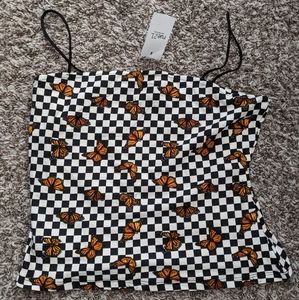 Rue 21 Checkered and Butterfly crop tank top Y2k
